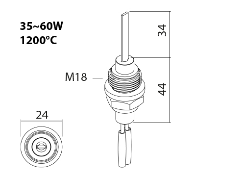 SNx-2-100 HSI ceramic igniter drawing