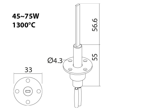 SNx-6-100 HSI ceramic igniter drawing