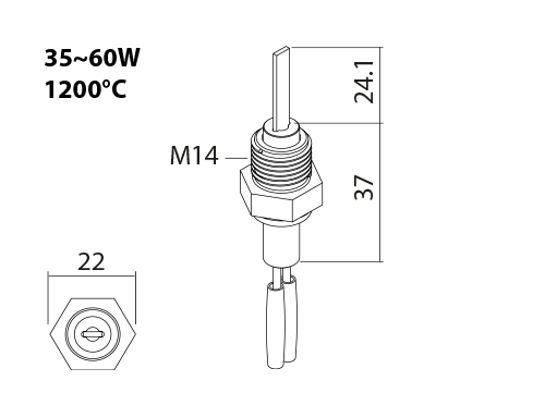 SNx-7-100 HSI ceramic igniter drawing