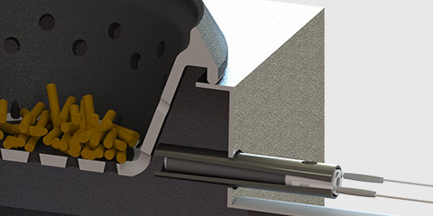 Accenditore ceramico PSx-2 in posizione nel bruciatore pellet