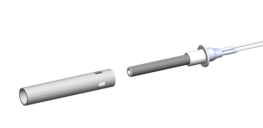 Primary air tube and ceramic igniter of wood pellet stove and boiler Primary air tube and ceramic igniter of wood pellet stove and boiler