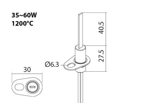 SNx-10-100 HSI ceramic igniter drawing