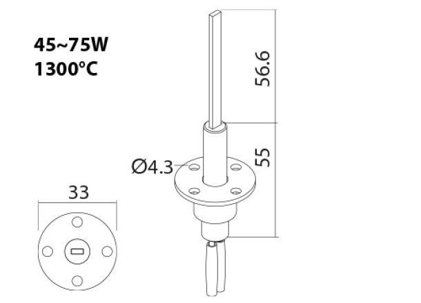 SNx-6-100 HSI ceramic igniter drawing