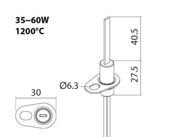 SNx-10-100 HSI ceramic igniter drawing