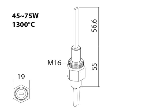 SNx-5-100 HSI ceramic igniter drawing