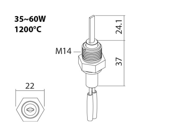 SNx-7-100 HSI ceramic igniter drawing